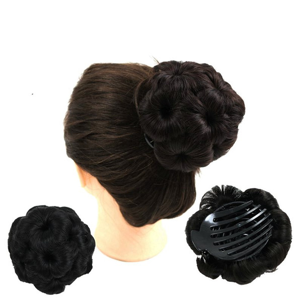 Claw chignon bun 9 hair flowers Hairstyle synthetic hair accessories clip bun Ponytails Holder 5colors Optional