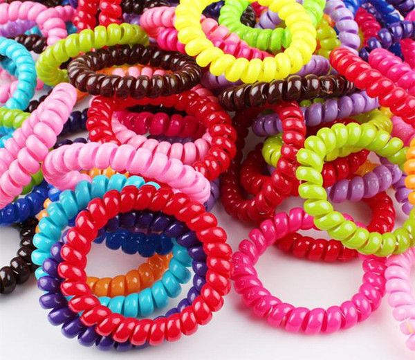 Dropshipping 5.5CM Candy Colored Telephone Line Gum Elastic Ties Wear Hair Ring Elastic Hair Bands/Hair ties/Hair ring/hair wear