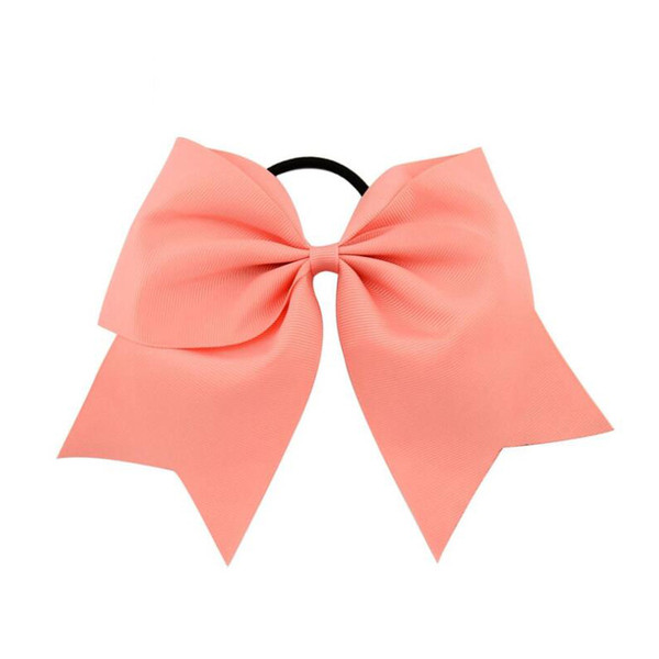 Hot Selling 20Pcs 8 Inch Large Solid Cheerleading Ribbon Bows Grosgrain Cheer Bows Tie With Elastic Band/Girls Rubber Hair Band Beautiful