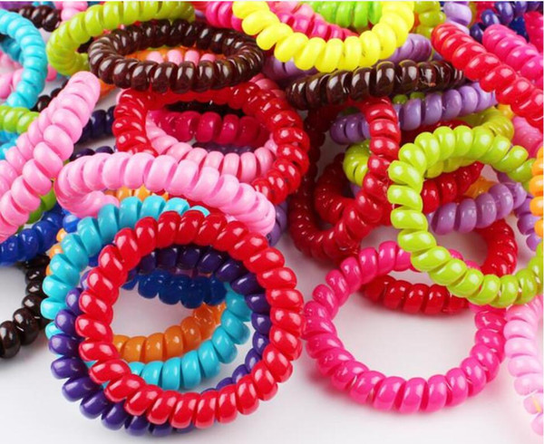 5.5CM Candy Colored Telephone Line Gum Elastic Ties Wear Hair Ring Elastic Hair Bands/Hair ties/Hair ring/hair wear/Hair Accessories Cheap