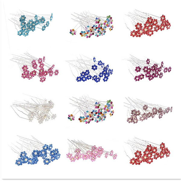 40pcs/Lot Women Rhinestone U Shape Hairpins For Bridal Wedding Accessories Flower Crystal Hair Pins Clip Bridesmaid Jewelry