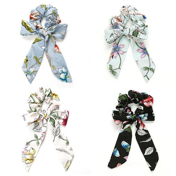 Fashion Girls Hair Ties Scrunchies Floral Women Accesorios Tie Scrunchie Ponytail Elastic Hair Holder Bands Hand Rope Hairband