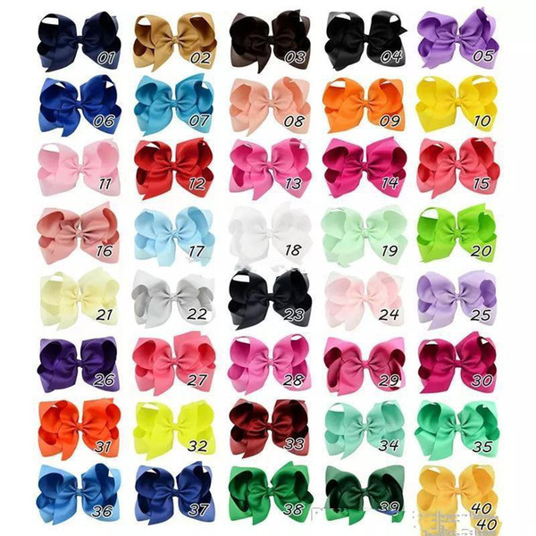 40 Colors 6 Inch Fashion Baby Ribbon Bow Hairpin Clips Girls Large Bowknot Barrette Kids Hair Boutique Bows Children Hair Accessories KFJ125