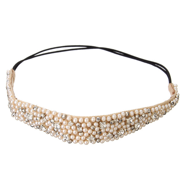 Hot Sale 1 pcs Fashion Hairband Rhinestone Beads and Lace High Quality Elastic Headband Hair Accessories For Women