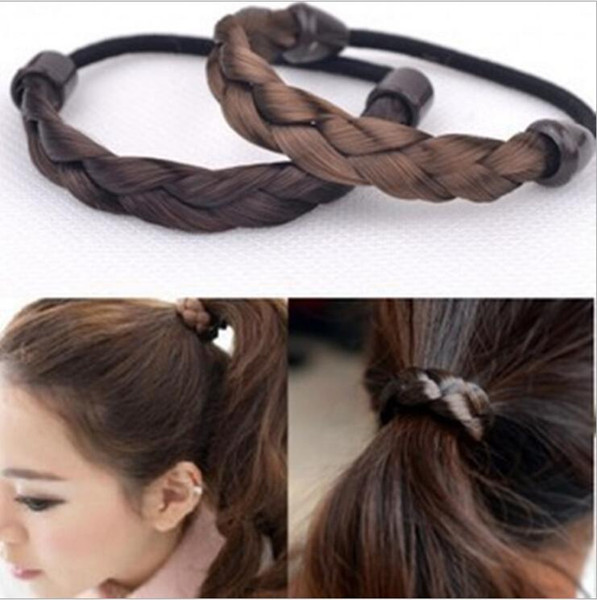 Woman's Girls Braided Hairbands Plaited Hair Ropes Synthetic hair rings Hair Circle Hair Accessories Hairpiece 4 colors HR01