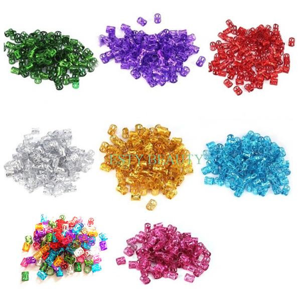 100pc 50 Pcs/Lot #Pink #Red #Blue #Golden #Silver Mixed Dreadlock Beads Adjustable Hair Braids Cuff Clip 8MM Hole Micro Ring Beads