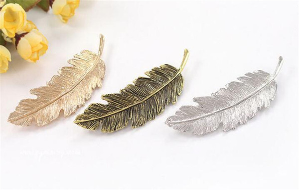 New Metal Leaf Shape Hair Clip Barrettes Crystal Pearl Hairpin Barrette Color Feather Hair Claws Hair Styling Tool