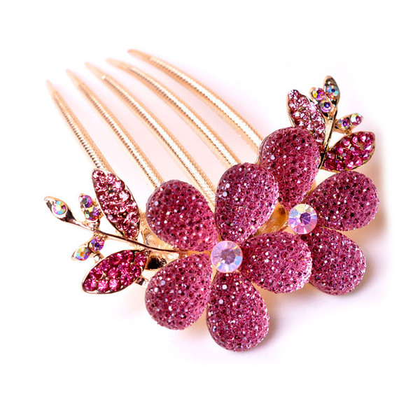 2018 Romantic Crystal Flower Hair Combs Hairpin Hair Accessories Luxury Women Beautiful Sweet Hairpin Tiara Gift 4 Color