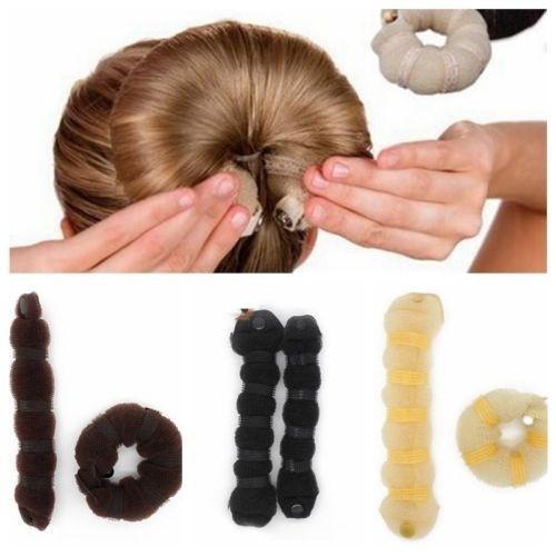 2016 Hot Selling 2pcs/set Different Sizes Hair Tools Elegant Magic Buns Hair Rope 3 Colors Hairband Hair Accessories