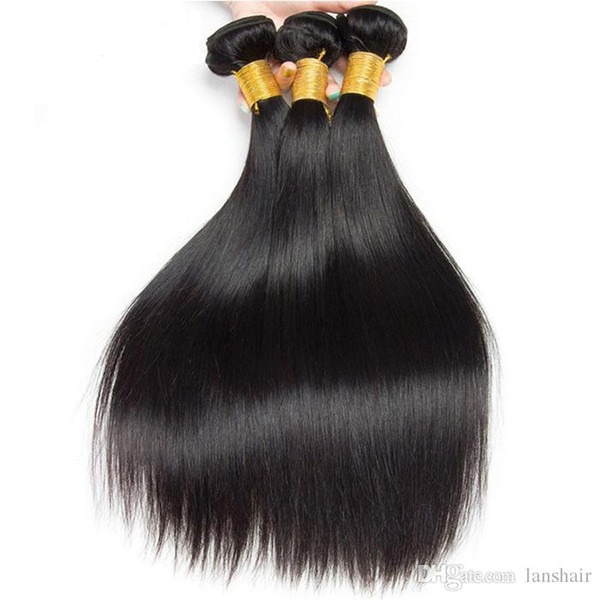 Hot Sale Brazilian Virgin Hair Straight Natural Black 3 Bundles Hair Weaves Malaysian Peruvian Indian Straight Virgin Human Hair Extensions