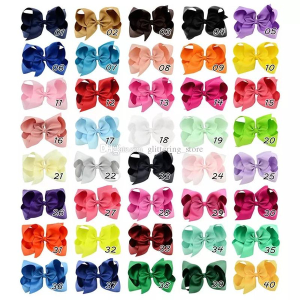 40 Colors 6 Inch Fashion Ribbon Bow Hairpin Clips Large Bowknot Barrette Kids Hair Boutique Bows Children Hair Accessories Free 