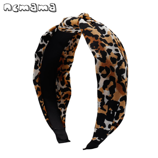 Bohemian Top Knotted Hairband Zebra Leopard Printed Hairband Wide Fabric Elastic Headwear For Women Girls Hair Accessories