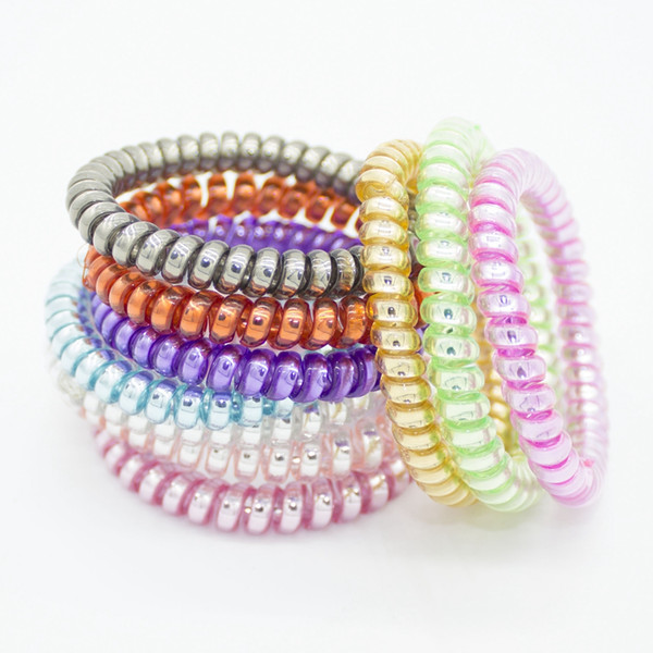 10 pcs fashion telephone wire hair bands elastic gum spring scrunchy for women children girls headband hair accessories