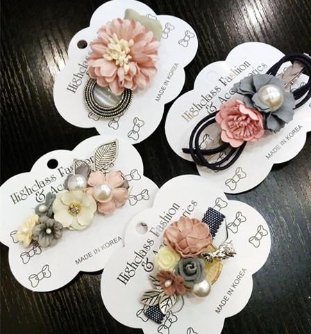 Korea Cloth Flower Crown Hair Accessories Pearl Hair Bows Rim Hairpin Clips For Women Headbands For Girls Barrette -4