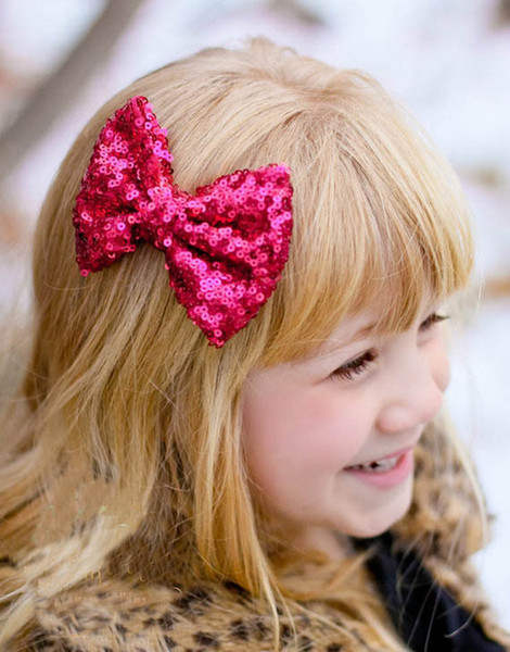 Rushed Mix Color Hair Bows Zl Hot 11 Colors Little Girls Hair Clips Children Flash Sequins Cute Baby Bow Accessories Headbands Zl76