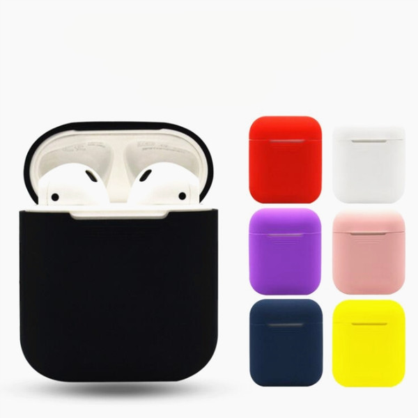 The airpods are fitted with a silicone case for apple's wireless bluetooth headset charging case, a protective case that prevents them from