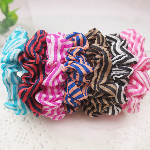 Ponytail Holder Polka Dot Striped Chiffon Fabric Hair Rope Hair Scrunchy Headband Accessories Basic Hair Band Loop Ring 5 Styles