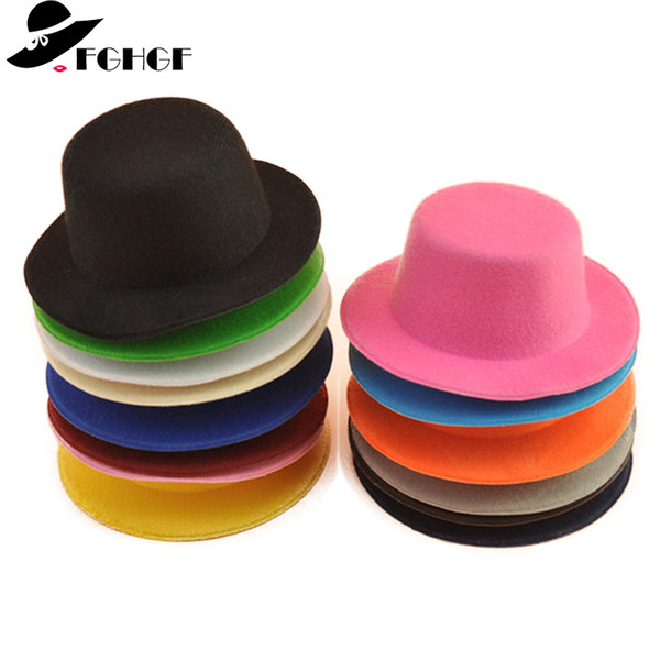 FGHGF 10pcs/lot Mini Top Hat for Children Fascinator Millinery Hat Base Solid Man Women Hen Party Dance DIY Craft Headpiece