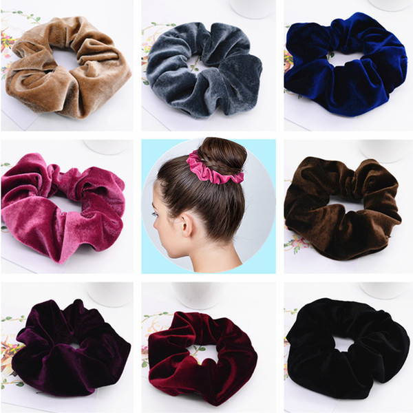 1PC Women Velvet Scrunchies Solid Elastic Hair Bands Velour Women Hair Tie Scrunchies Ponytail Holder Headband Send At Random