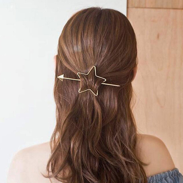 Korean Barrette Star Heart Design Metal Pearl Hair Clips For Women Hair Accessories Gold Hairpin Heart Star Headband holder