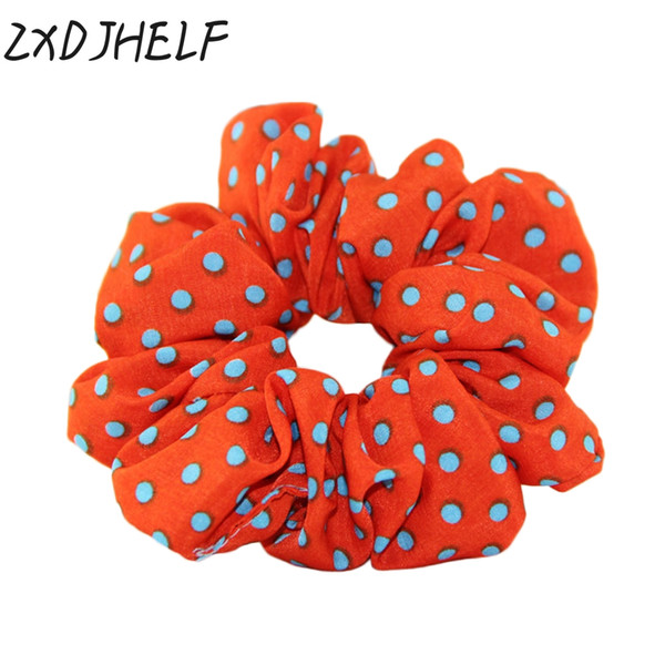 ZXDJHELF Sweet Polka Dot Hair Ring Female Hair Accessories Chiffon Scrunchies Elastic Bands For Women Girl Rubber Band F050