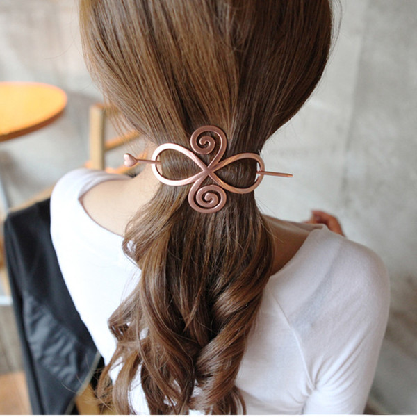 Retro Elegant Metal Hairpins Hairclip for Women Hollow Out Updo Hair Stick Hair Barrette Long Slide Clip Accessories