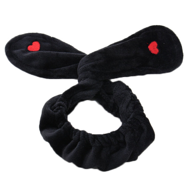 Women Girls Headwear Embroidery Love Rabbit Ear Soft Towel Hair Band Wrap Headband For Wash Face Bath Spa Make Up