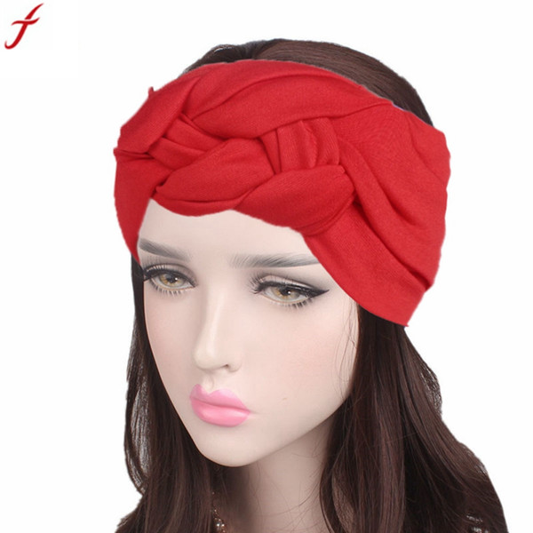 2017 Turban Headbands for Women Twist Stretch Hairbands Boho Turban Head Warp Hair Band Wide Elastic Bandana Girls Headbands