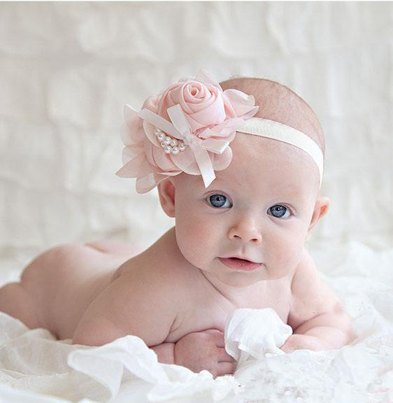 Hot ! Baby Girls Kids Lovely Roses Pearls Hair Bands Vintage Flowers Hair Accessories Pretty Headbands Infant Headbands 13 Color B0151