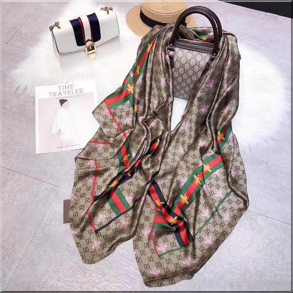 New Silk Scarf Women Best Quality Brand Bee style scarves Scarfs 180x90cm Scarves Pashmina Infinity Scarf Women Shawls