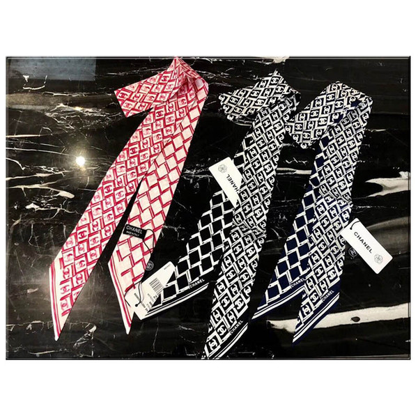 Spring New Silk bag Scarf Headband Women Fashion Brand C letter scarves Scarfs 110x5cm Scarves Scarf for Handbag Women long Shawls