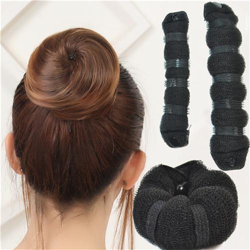 Hair Bun Maker Button Leather Cord Hair Accessories Tools Synthetic Cheap for Women Heat Resistant Hair