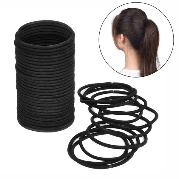 100Pcs Black Thick Snag Free Endless Hair Elastics Hairbands Ponytail Hair Ties