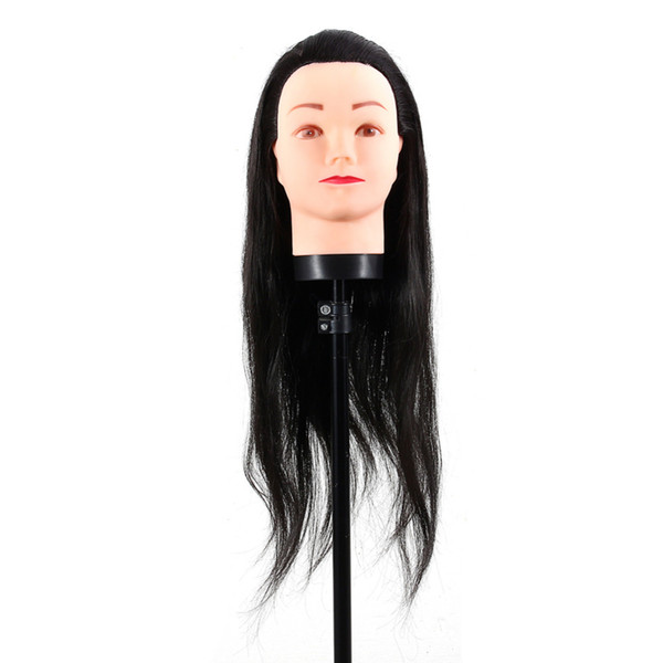 New Faux Hair Hairdressing Dummy Head Practice Training Mannequin Head Hairdressing Mannequin Doll With Clamp Black