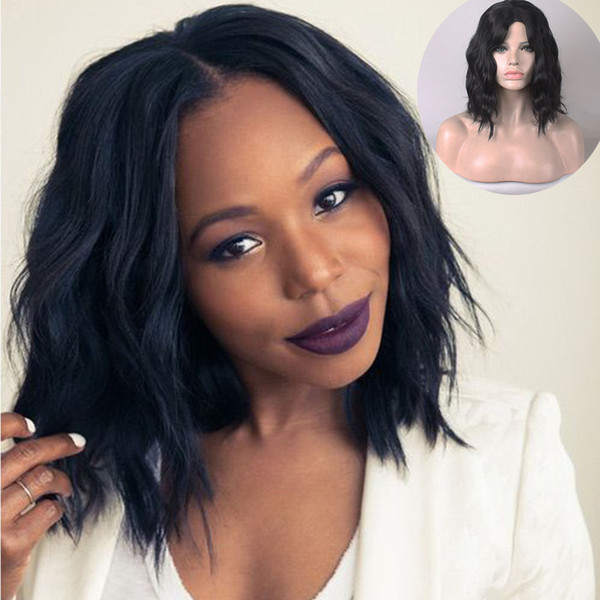 Short Wavy Hair Wig Bobo Human Hair Full Lace Wig Glueless Front Wigs Black Women 2M81114