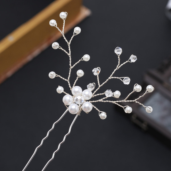 New bride handmade pearl crystal hairpin pin U-clip hair accessories Explosive cross-border headwear Hot head flower