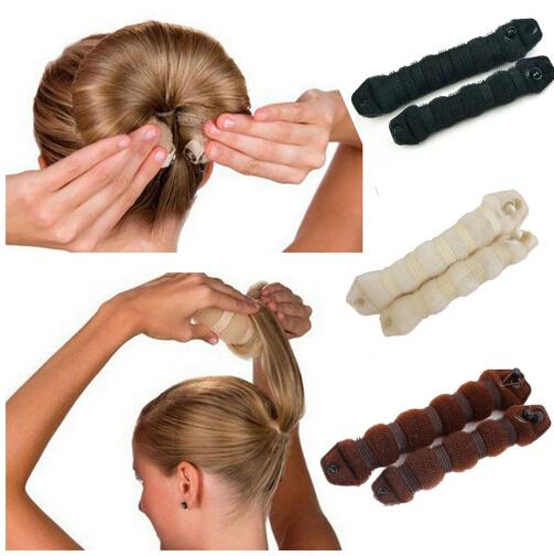 2pcs/set Women Hair Styling Former Magic Sponge Bun Maker Donut Ring Shaper Foam Braider Tool For Girl's DIY Hair Style