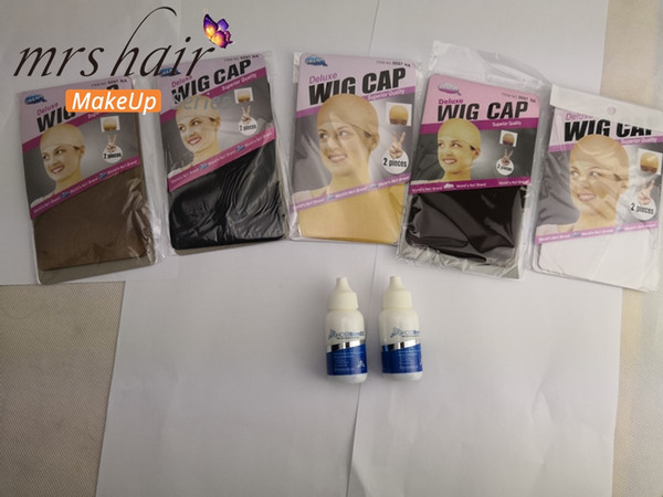 Ghost Bond 1.3oz Adhesive lace wig glue and 10 Professional Weaving Caps for Soft Mesh Wig Cap and Nylon Wig Cap