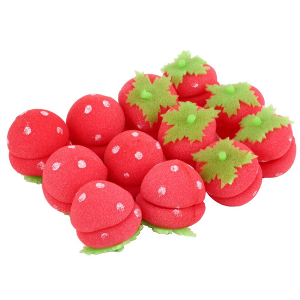 Wholesale-24pcs Rollers Curlers Strawberry Balls Hair Care Soft Sponge Lovely DIY Tool Wholesale