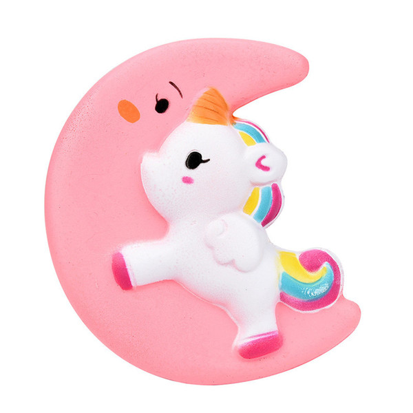 New Slow Rising Squishy UNICORN MOON Flash Powder Kawaii Phone Charms Pendant Straps Christmas Gift Stress Reliever Hair Bun Maker 100