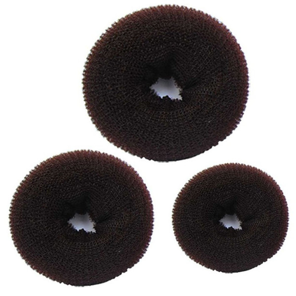 3PCS Sponge Women Hair Bun Ring Donut Shaper Maker Hair Bands Rings Ties Rope Coffee