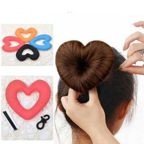 2018 Cute Heart Shape Tiaras Hair styling Tool Women Girls Sponge Bract Head Meatball Hair Bun Maker Ring Donut