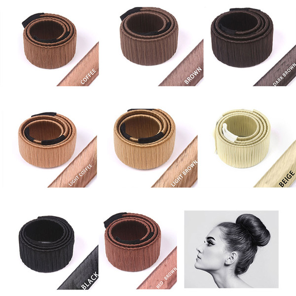 Hair Ties Girl Hair DIY Styling Donut Former Foam Hair Bows French Twist Magic Tools Bun Maker Black Brown Coffee 8Colors to choose