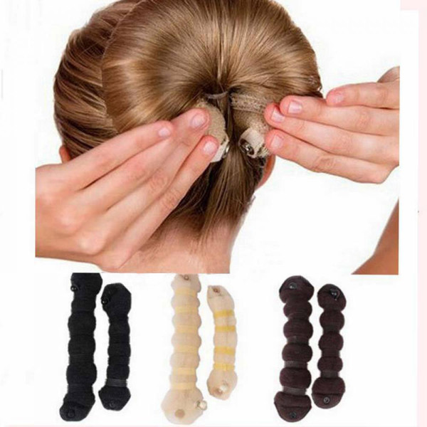 Sara Curler Bendy Magic Styling Hair Sticks Make Hair Bun Chignon Donut Bun Maker Dish Hair Tools Nylon 2 PCS/Lot