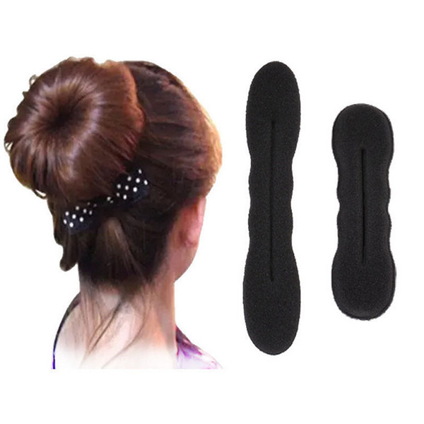 2x BLack Magic Foam Sponge Hair Styling Donut Bun Maker Former French Twist Tool #R48