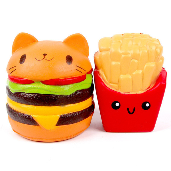 11cm Jumbo Squishy Hamburger fries chips Squishies Toy Big Scent Slow Rising Food Free Shipping 1set