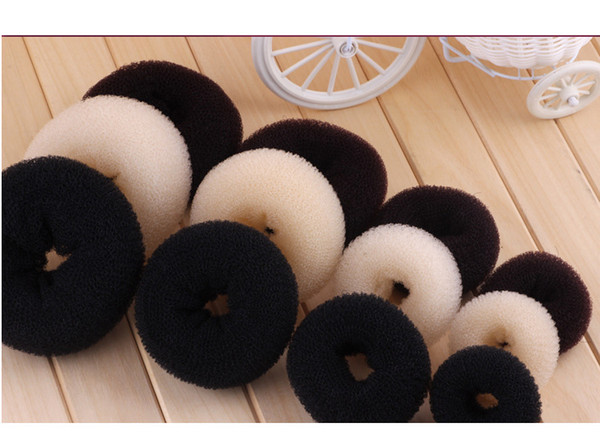 1Pc/Lot Hot Selling Popular Sponge Hair Bun Ring Donut Shaper Maker Black Beige Coffee Beautiful Women Foam Hair Twist Styling Tool