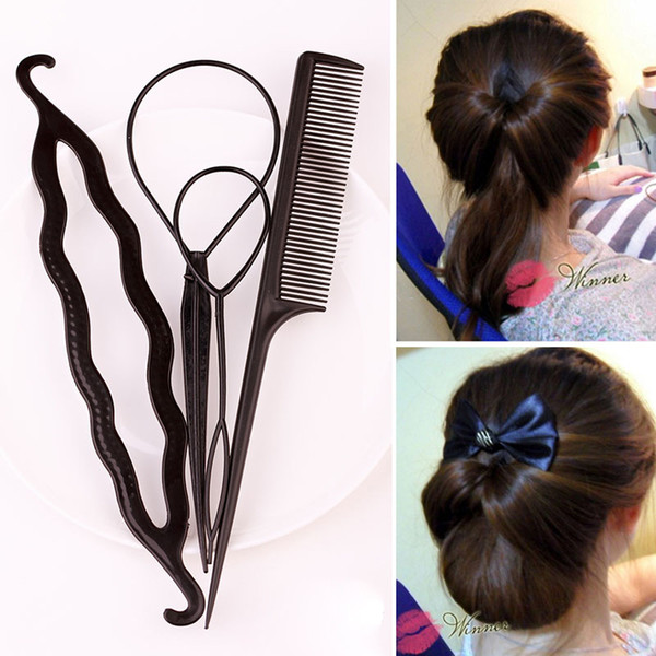 1 set/4 pcs Fashion Hair Twist Styling Clip Stick Bun Maker Braid Tool Hair Accessories