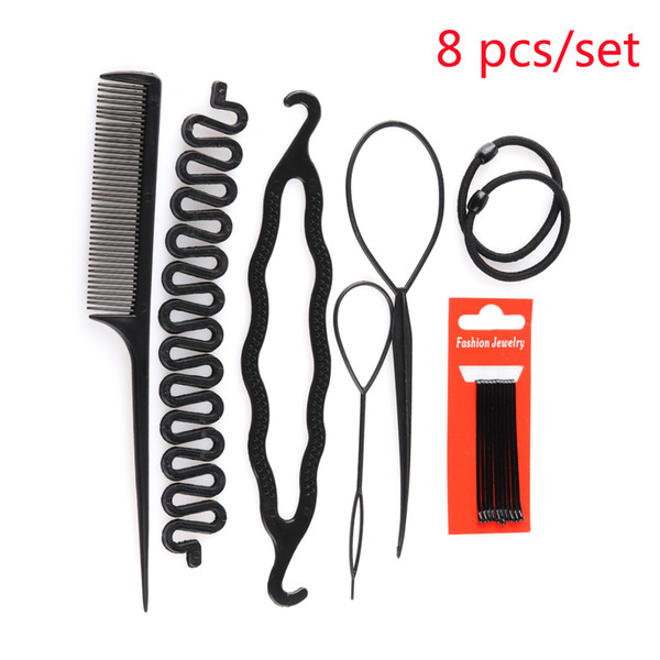 8 Pcs/Set Magic Hair Styling Accessories Set Braiders Hair Pin Bun Roller Maker Braiding Twist Curler Styling Tool