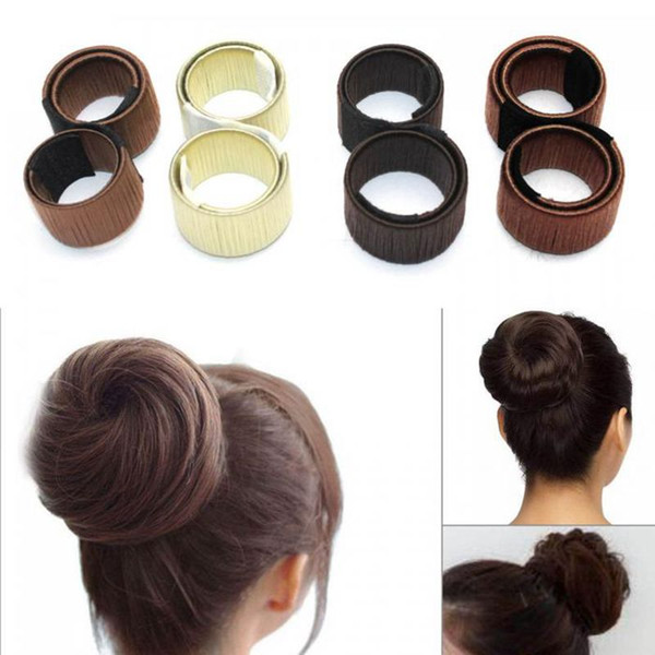 200pcs French Hair Ties Girl Hair Diy Styling Donut Former Foam Twist Magic Tools Bun Maker Black Brown Coffee 